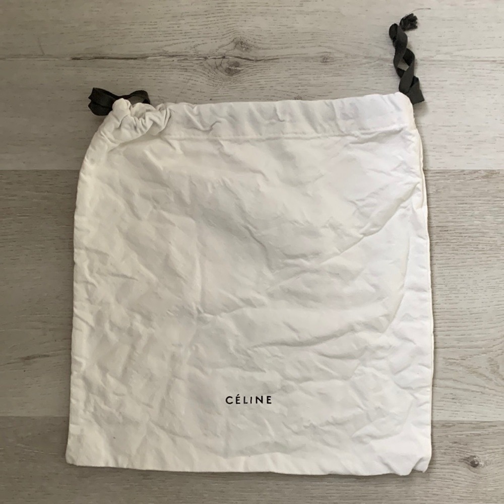 CELINE Purse Tote Bag Black Logo fabric drawstring